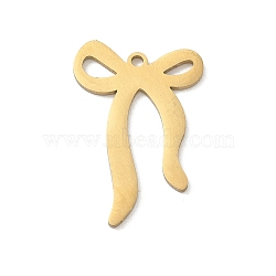 201 Stainless Steel Pendants, Bowknot Charms, Laser Cut, Golden, 25.5x16.5x1.5mm, Hole: 1.5mm(SA-CBA9671-22G)