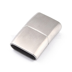 Tarnish Resistant 304 Stainless Steel Magnetic Clasps with Glue-in Ends, Matte Style, Rectangle, Stainless Steel Color, 28.5x18.5x7mm, Hole: 5x16.5mm(STAS-F276-02P)