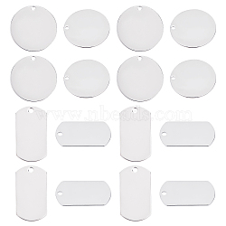 DICOSMETIC 20Pcs 2 Style 304 Stainless Steel Pendants, Stamping Blank Tag, Rectangle & Flat Round, Stainless Steel Color, 10pcs/style(STAS-DC0002-70)