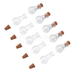10Pcs Clear Glass Wishing Bottles, Bead Containers, with 10Pcs Cork Stopper, Vase, 2.85~3.2x1.55~1.6cm, Hole: 6mm(AJEW-TA0002-85A)