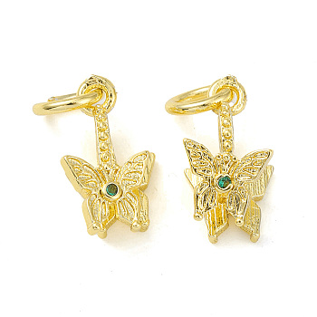 Rack Plating Brass Pave Cubic Zirconia Butterfly Ice Pick Pinch Bails, Cadmium Free & Lead Free, Long-Lasting Plated, Real 18K Gold Plated, 13.5x7.5x7.5mm, Hole: 4mm, Pin: 0.8mm
