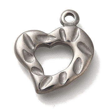 304 Stainless Steel Pendants, Heart Charm, Antique Silver, 18x16x2.8mm, Hole: 1.8mm