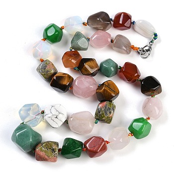 Natural Mixed Stone Nuggets Beaded Necklaces for Women Men, 20.08~21.26 inch(51~54cm)