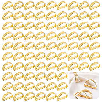 100Pcs Alloy Napkin Ring, Golden, Half Round, 47x25x9mm