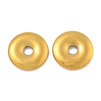 Electroplated Synthetic Non-Magnetic Hematite Pendants, Donut/Pi Disc Charms, Golden Plated, 25.5x4mm, Hole: 4.8mm