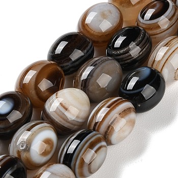 Natural Eye Agate Beads Strands, Striped Agate/Banded Agate Beads, Dyed & Heated, Rice, 12~12.5x10mm, Hole: 1.2mm, about 33pcs/strand, 15.43''(39.2cm)
