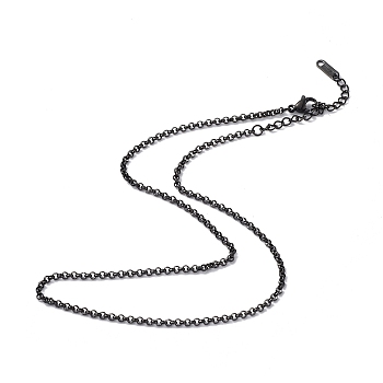 304 Stainless Steel Rolo Chain Necklace for Men Women, Gunmetal, 15.67 inch(39.8cm)