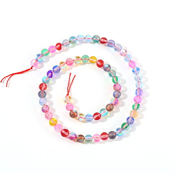 Synthetic Moonstone Beads Strands, Holographic Beads, Dyed, Frosted, Round, Mixed Color, 10mm, Hole: 1.2mm 40pcs/strand, 15.7 inch