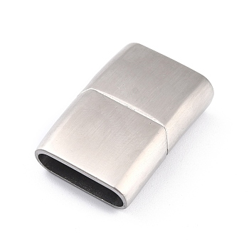 304 Stainless Steel Magnetic Clasps with Glue-in Ends, Matte Style, Rectangle, Stainless Steel Color, 28.5x18.5x7mm, Hole: 5x16.5mm