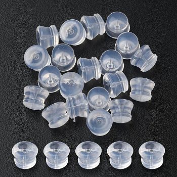 Silicone Bell Ear Nuts, Earring Backs, for Stud Earring Making, Clear, 5.5x4.5mm, Hole: 1mm