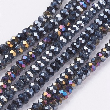 3mm Black Abacus Electroplate Glass Beads