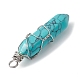 Synthetic Turquoise Copper Wire Wrapped Faceted Pendants(PALLOY-JF02474-01)-3
