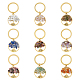 Gemstone Chip Tree of Life Pendant Keychain with Tibetan Style Alloy Charm and Brass Keychain Clasps(KEYC-AB00021)-1