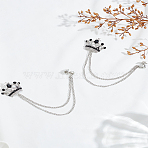 2Pcs Rhinestone Crown Hanging Chain Brooch, Platinum Alloy Badge for Backpack Clothes, Jet, 18.8cm(JEWB-LP0004-97)