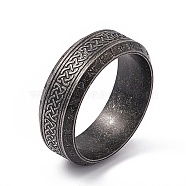 304 Stainless Steel Sailor's Knot Finger Ring, Rune Words Odin Norse Viking Amulet Jewelry for Women Men, Gunmetal, Inner Diameter: 18.8mm(RJEW-F137-01B)