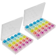 2 Boxes 25 Compartments Polypropylene(PP) Plastic Sewing Machine Bobbins with Storage Case, for Sewing Machine, Rectangle, Mixed Color, 10.5x12x2.5cm(CON-SZ0001-17)