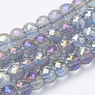 Electroplated Glass Beads Strands, Rainbow Plated, Faceted, Rondelle, Colorful, 8x6mm, Hole: 1.2mm, about 80pcs/strand, 19.69 inch(EGLA-Q092-8mm-A01)