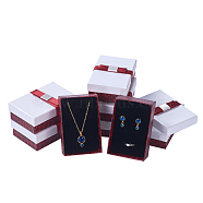 Kraft Cotton Filled Rectangle Cardboard Jewelry Set Boxes with Bowknot, for Ring, Earring, Necklace, White & Brown, 9x6x3cm(X-CBOX-N006-03)