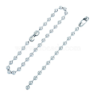304 Stainless Steel Ball Chain Bracelets and Necklaces Jewelry Sets, Stainless Steel Color, 8-1/2 inch(21.5cm), 18.1 inch(46cm), 2pcs/box(SJEW-UN0001-01P)