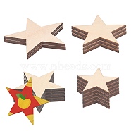 Natural Wooden Cabochon, for Jewelry Making, Unfinished Wood Slices, Laser Cut, Star, BurlyWood, 14pcs/set(WOOD-GF0001-18)
