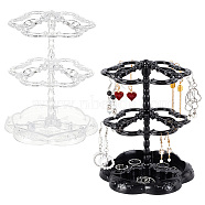 Elite 2 Sets 2 Colors 2-Tier 360 Rotating Plastic Jewelry Organizer Display Stands, Tabletop Flower Shaped Jewelry Storage Rack with Tray for Earrings, Mixed Color, Finish Product: 14.45x13.5x18.5cm, 1 set/color(EDIS-PH0001-88)