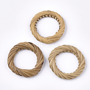 Handmade Reed Cane/Rattan Woven Linking Rings, For Making Straw Earrings and Necklaces,  Ring, BurlyWood, 44~47x8mm(X-WOVE-Q077-07)