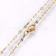304 Stainless Steel Chain Necklaces, with Lobster Claw Clasps, Golden, 17.7 inch(45cm), 2x0.4mm, link: 4x2x0.4mm(MAK-L015-27B)
