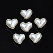 ABS Plastic Imitation Pearl Beads, Heart, Creamy White, 14x17x13mm, Hole: 3mm(X-OACR-N008-139)