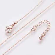 Long-Lasting Plated Brass Coreana Chain Necklaces, with Lobster Claw Clasp, Nickel Free, Real Rose Gold Plated, 18.1 inch (46cm), 0.7mm(NJEW-K112-08RG-NF)