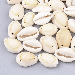 Cowrie Shell Links connectors, Old Lace, 20~25x14~16x10~12mm, Hole: 1~1.5mm(X-SSHEL-Q310-01B-02)