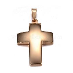 Ion Plating(IP) 304 Stainless Steel Pendants, Cross, Golden, 36x24x4mm, Hole: 8x4mm(STAS-P063-20G)