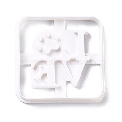 Plastic Mold, Cookie Cutters, Cookies Moulds, DIY Biscuit Baking Tool, Square with Love, White, 65x65x10mm(DIY-O020-13)