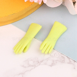 Mini Plastic Cleaning Gloves, Micro Landscape Home Dollhouse Accessories, Pretending Prop Decorations, Champagne Yellow, 35x13mm(PW-WG31659-02)