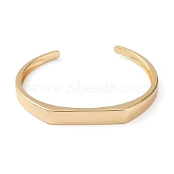 Brass Open Cuff Bangles, Rectangle, Golden, Wide: 4~7mm, Inner Diameter: 2-1/4 inch(5.75cm)(BJEW-A144-01A)