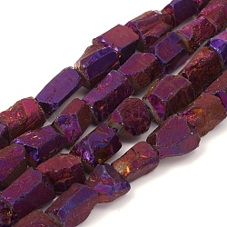 Electroplated Natural Quartz Crystal Beads Strands, Nuggets, Purple Plated, 13~17x7~16x7~16mm, Hole: 1.2mm, about 27pcs/strand, 15.16 inch(38.5cm)(G-D0009-01B-04)