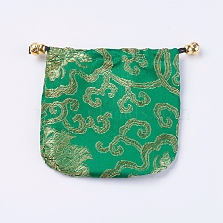 Silk Pouches, Drawstring Bag, Sea Green, 10.5~11.5x11~11.5cm(X-ABAG-WH0006-11)