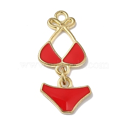 Golden Tone Alloy Enamel Pendants, Bikini Charms, Red, 30x14x4.5mm, Hole: 2mm(X-ENAM-O052-01G-01)