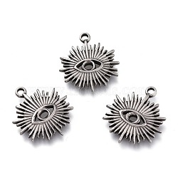 304 Stainless Steel Pendants, Evil Eye, Antique Silver, 21x18x2mm, Hole: 1.8mm(STAS-F263-11AS)