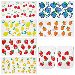 6 Sheets 6 Styles Iron On Transfer Film, Hot Heat Vinyl Thermal Transfer Stickers for Clothes Fabric Decoration Badge, Fruit, 120~230x117~240x0.2mm, 1 sheet/style(DIY-GF0008-67)