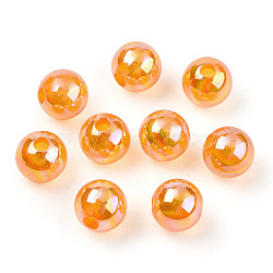 Transparent Acrylic Beads, AB Colors Plated, Round, Dark Orange, 8mm, Hole: 2mm, about 2100pcs/500g(MACR-T046-01D-17)