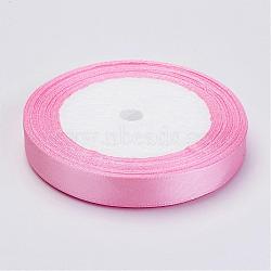 Breast Cancer Pink Awareness Ribbon Making Materials Single Face Satin Ribbon, Polyester Ribbon, Light Pink, about 1/2 inch(12mm) wide, 25yards/roll(22.86m/roll), 250yards/group(228.6m/group), 10rolls/group(RC12mmY004)