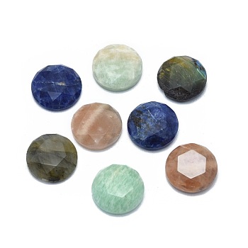 Natural Gemstone Cabochons, Half Round, Faceted, 11.5~12x3.5mm