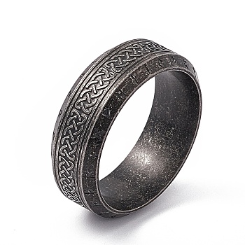 304 Stainless Steel Sailor's Knot Finger Ring, Rune Words Odin Norse Viking Amulet Jewelry for Women Men, Gunmetal, Inner Diameter: 18.8mm