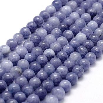 Natural White Jade Imitation Aquamarine Beads Strands, Round, Dyed, Medium Purple, 8mm, Hole: 1mm, about 45pcs/strand, 14.7 inch