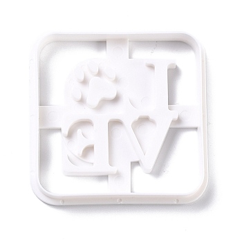 Plastic Mold, Cookie Cutters, Cookies Moulds, DIY Biscuit Baking Tool, Square with Love, White, 65x65x10mm