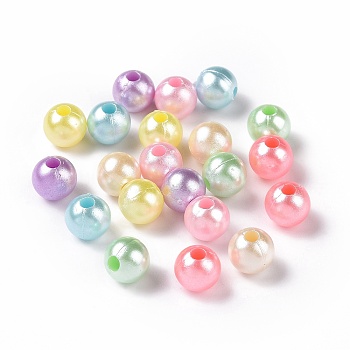 Imitation Pearl Acrylic Beads, Round, Mixed Color, 8x7.5mm, Hole: 2.4mm