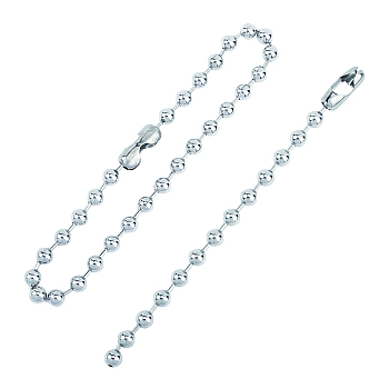 304 Stainless Steel Ball Chain Bracelets and Necklaces Jewelry Sets, Stainless Steel Color, 8-1/2 inch(21.5cm), 18.1 inch(46cm), 2pcs/box