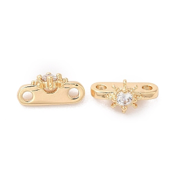 Brass Pave Clear Cubic Zirconia Slide Charms, Helm, Real 18K Gold Plated, 5.5x10x4.5mm, Hole: 1.4mm