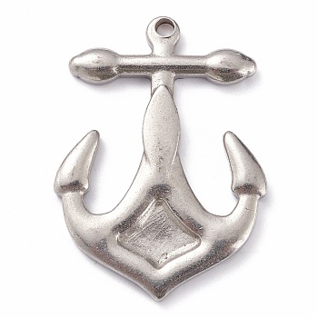 304 Stainless Steel Pendants, Anchor, Stainless Steel Color, 33x25x3mm, Hole: 1.8mm