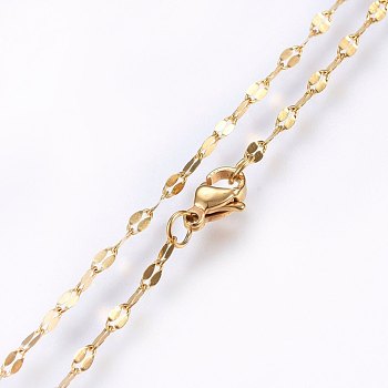 304 Stainless Steel Chain Necklaces, with Lobster Claw Clasps, Golden, 17.7 inch(45cm), 2x0.4mm, link: 4x2x0.4mm